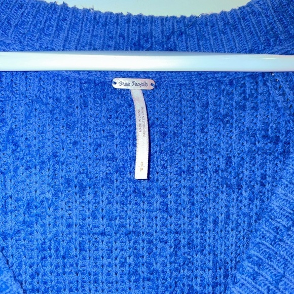 Free People Sunday V-Neck Sweater Cerulean Blue OB910486 - Picture 8 of 11